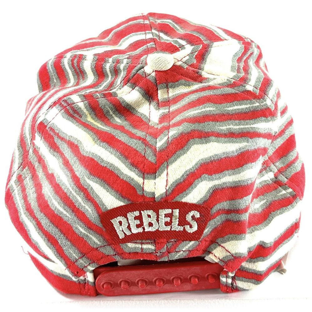 Vintage 1990s UNLV Rebels Zubaz Snapback Hat AJD Made USA NCAA Cap Red Gray - Picture 6 of 13